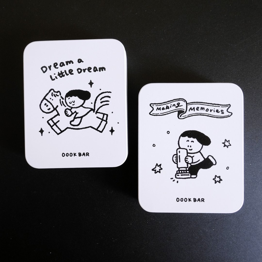 OOOK BAR 原创手绘翻盖铁皮收纳盒 小卡文具首饰盒 学生桌面储物 - 收纳用品 - 其他金属 