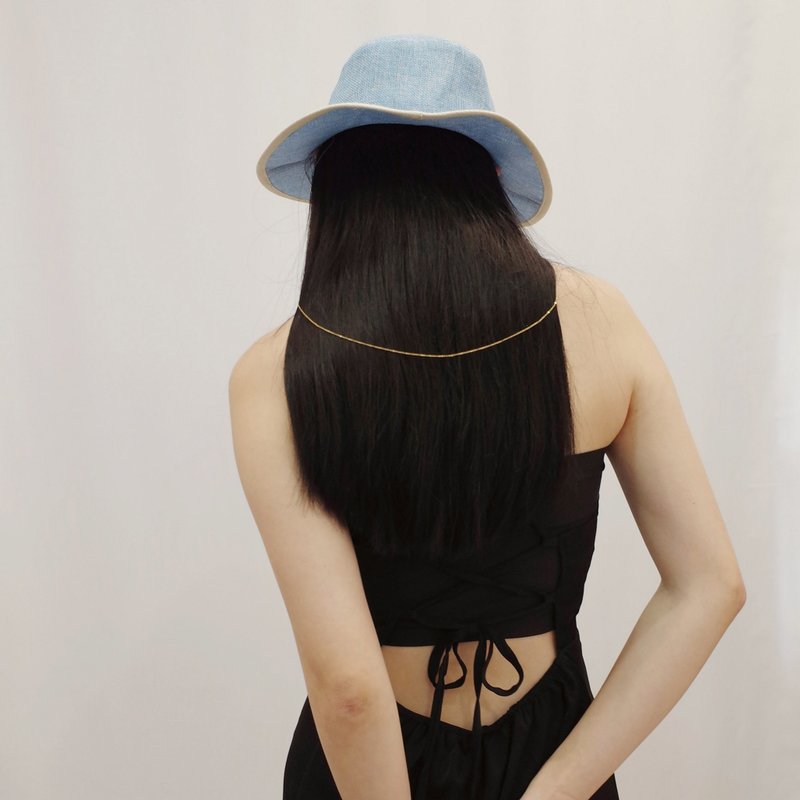 绅士帽-天空蓝/遮阳帽/大帽檐帽/户外帽 - 帽子 - 棉．麻 蓝色