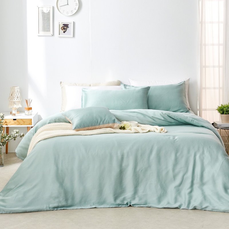 床包被套组-单人/双人/加大/ 60支莱赛尔天丝 / 浅茶奶绿 台湾制 - 寝具 - 其他材质 绿色