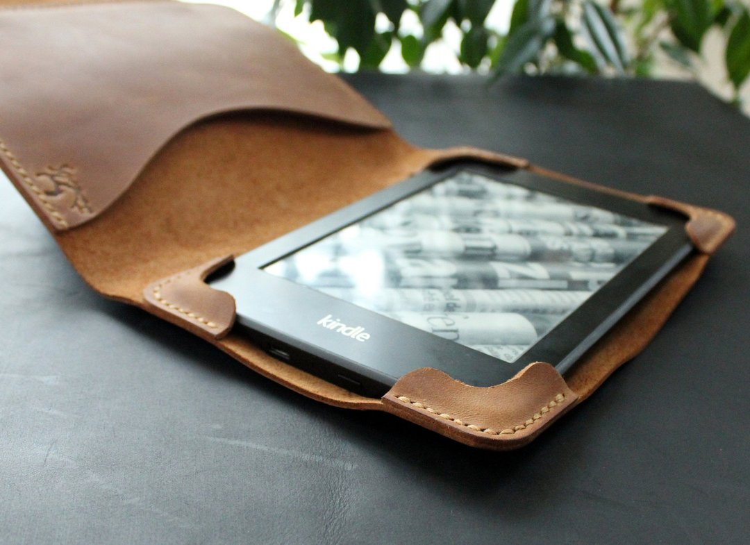 所有 Kindle Paperwhite 12 2024 皮革保护套棕Kindle 保护套 电子阅读器保护套 - 平板/电脑保护壳 - 真皮 咖啡色