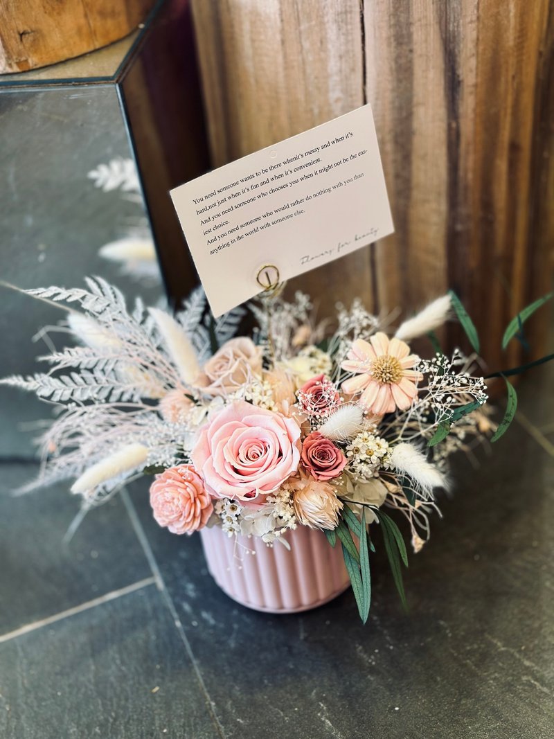 小美好快乐时光粉红经典永生玫瑰花 - 干燥花/捧花 - 植物．花 