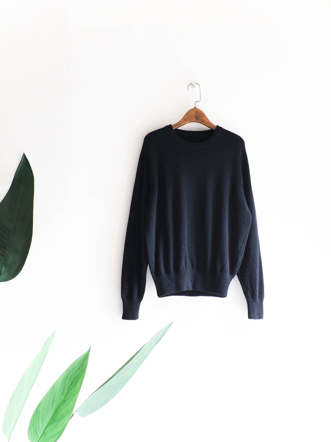 河水山 - 墨日月夜深黑静谧之地 古董喀什米尔羊绒上衣 古着 毛衣 cashmere vintage oversize - 女装针织衫/毛衣 - 羊毛 黑色