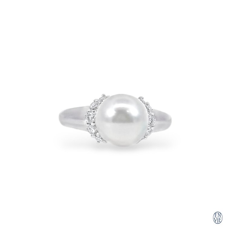顶级铂金 AKOYA珍珠戒指 Platinum Pearl Diamond Ring - 戒指 - 贵金属 