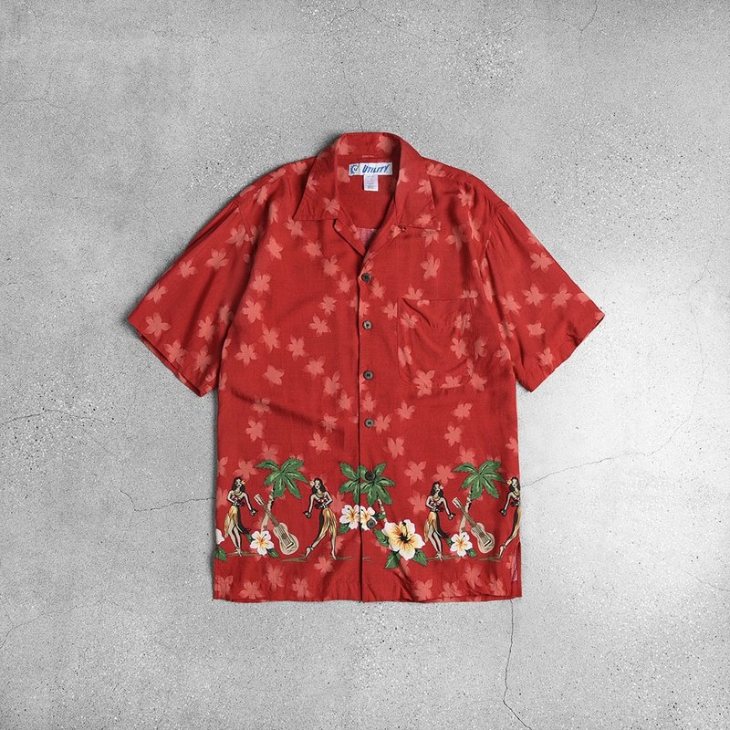 Vintage Aloha Shirts 夏威夷衫 / Vintage 古着 - 男装衬衫 - 棉．麻 红色