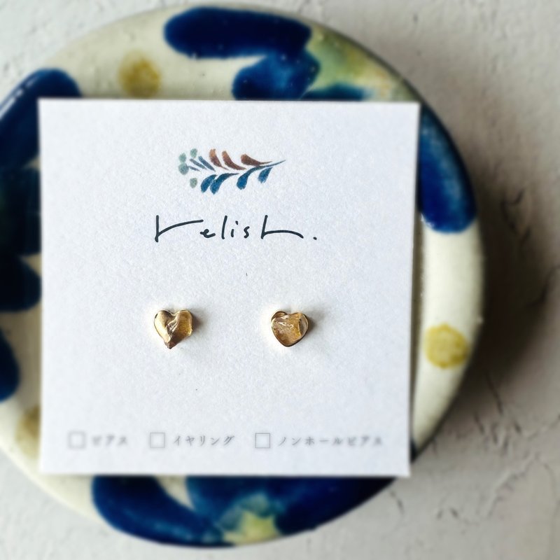 爱心 黄水晶 金继耳环 无耳洞耳夹 耳夹 天然石 镀金 金色 小巧 精致 迷你 浅黄色 黄色 礼物 赠礼 - 耳环/耳夹 - 石头 黄色