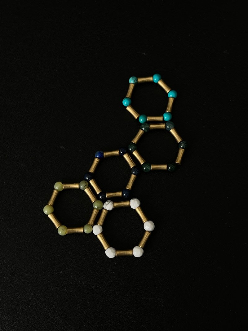 小行星-多色天然石弹性戒指 / 可订制 - 戒指 - 水晶 多色