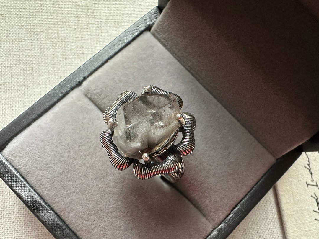 黑银钛 重工玫瑰银戒 - 戒指 - 水晶 