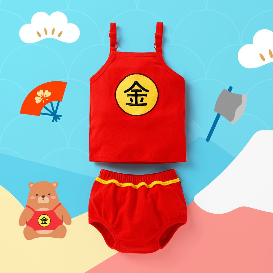 OMYMONSTER 金宝宝背心套装 - 包屁衣/连体衣 - 棉 红色