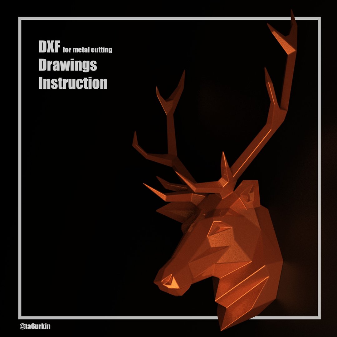 Sheet Metal Deer Head Project (dxf, PDF) - 其他 - 其他材质 