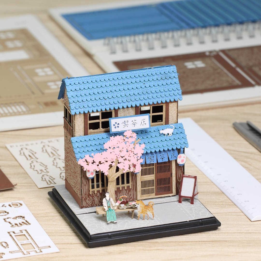 吃茶店 FingerART纸艺术模型 连展示盒 日本文化系列 (SJ-514) - 木工/竹艺/纸艺 - 其他材质 蓝色