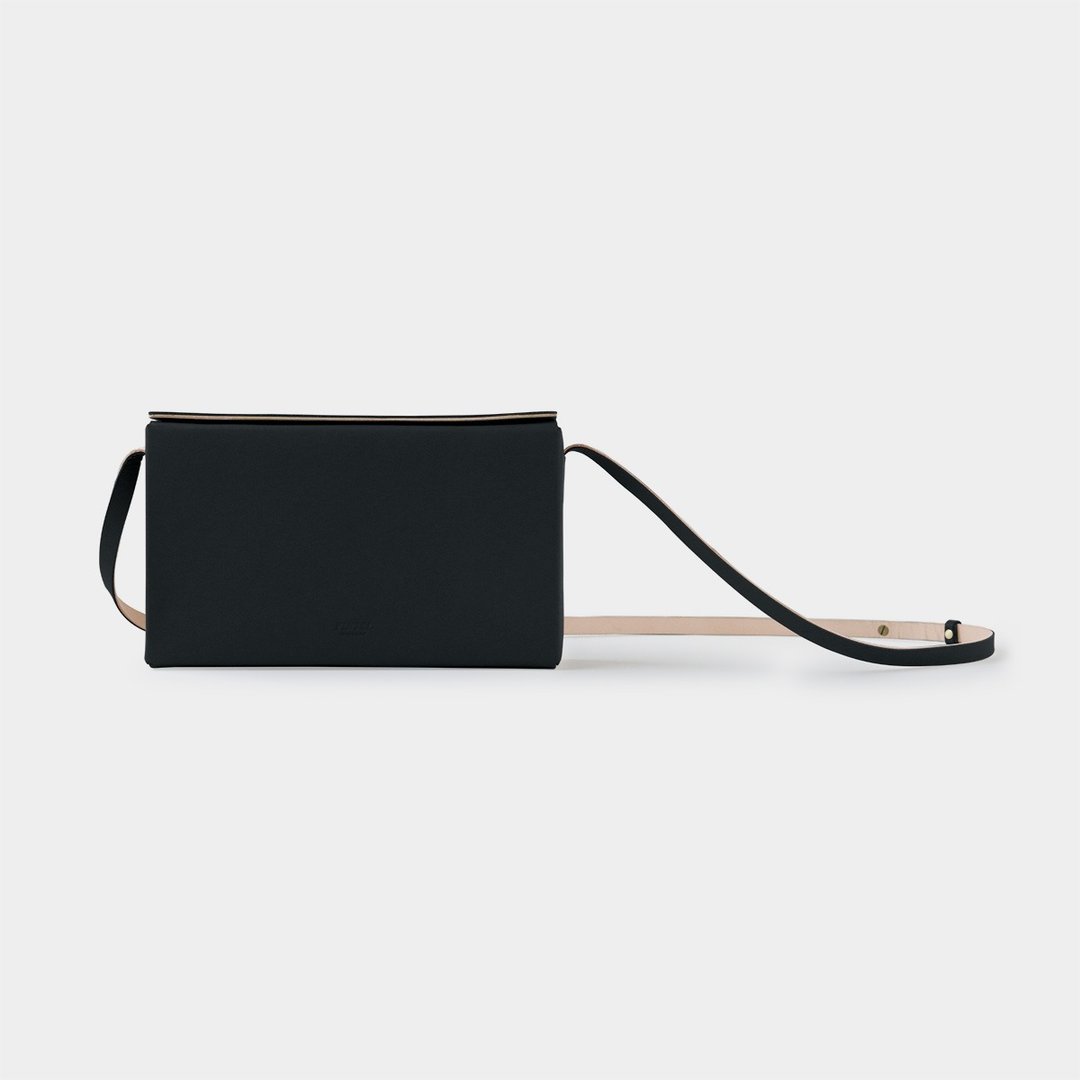 BOX SHOULDER BAG (M)：黑色 - 手提包/手提袋 - 真皮 黑色