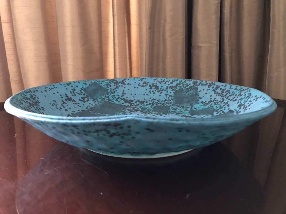 靛蓝青彩釉面陶圆盘碗  陶器 碗盘器皿 点心盘 前菜盘 餐盘 - 盘子/餐盘/盘架 - 陶 多色