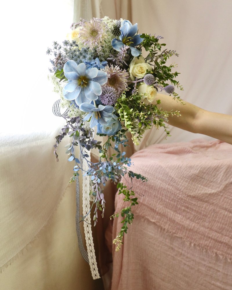 定制鲜花捧花 新娘捧花(蓝紫色调) - 干燥花/捧花 - 植物．花 