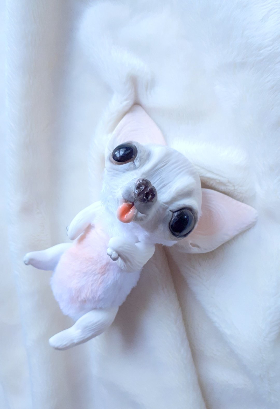 White Chihuahua Teddy Puppy Plush Toy Dog Stuffed Animal Collection Figurine - 玩偶/公仔 - 其他材质 白色