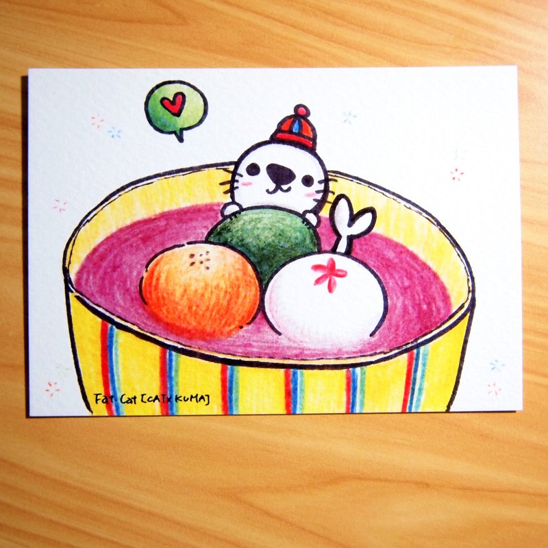 明信片 -- 海豹汤圆 - 卡片/明信片 - 纸 多色