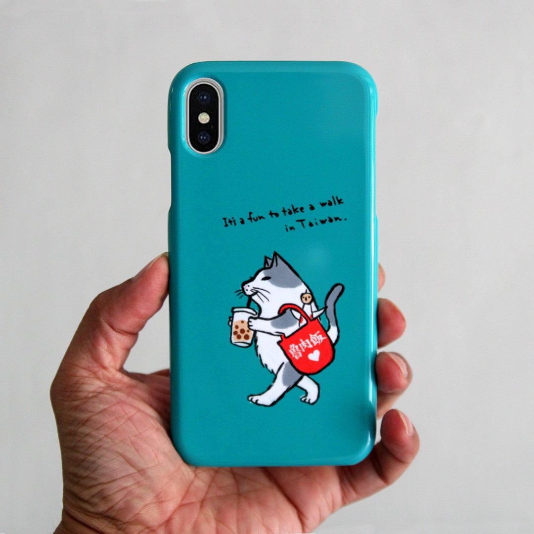 Smartphone case Cat walks in Taiwan Blue green - 手机壳/手机套 - 塑料 绿色