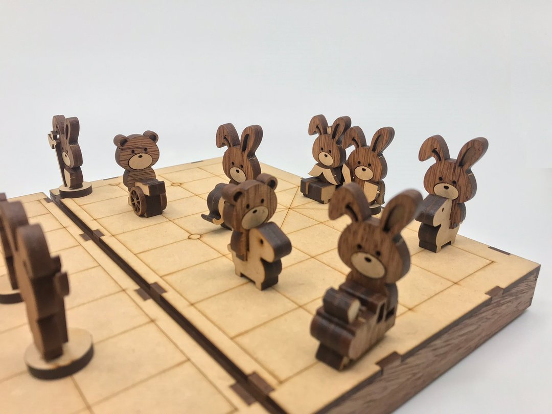 【手作 DIY】动物造型 象棋 益智游戏 (桌游) 儿童节 - 桌游/玩具 - 木头 咖啡色