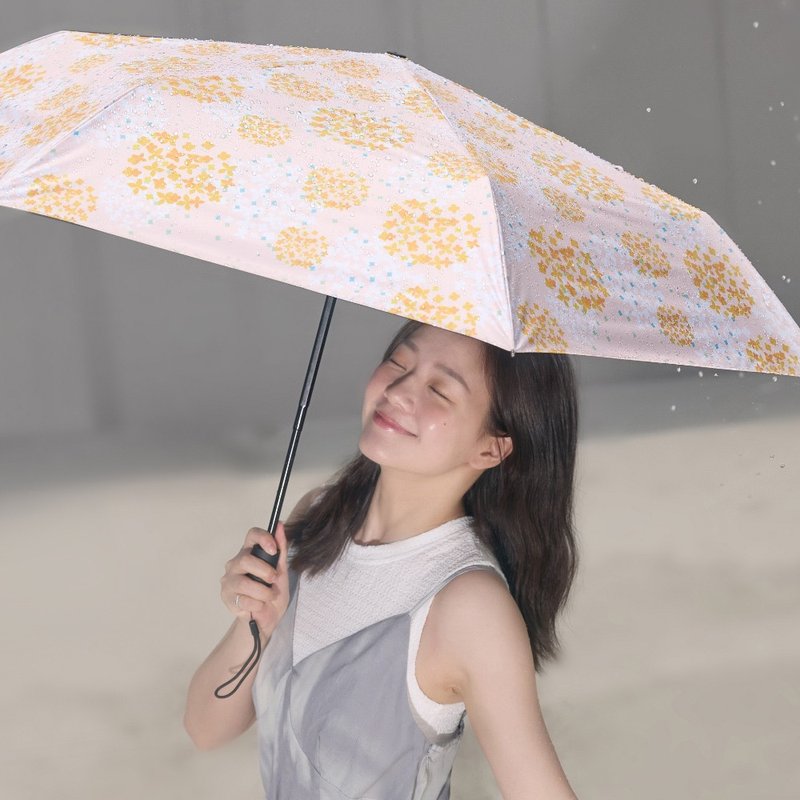 【rento】防晒黑胶安全自动伞-绣球花(橘) - 雨伞/雨衣 - 防水材质 橘色