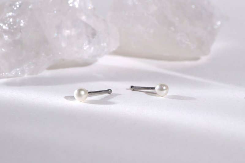 【养耳洞必备】Mini Cozy。珍珠养耳棒 - 耳环/耳夹 - 不锈钢 银色