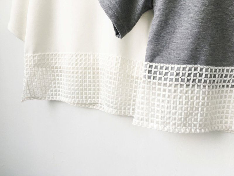 Wahr_格子灰白厚实上衣 - 女装 T 恤 - 棉．麻 