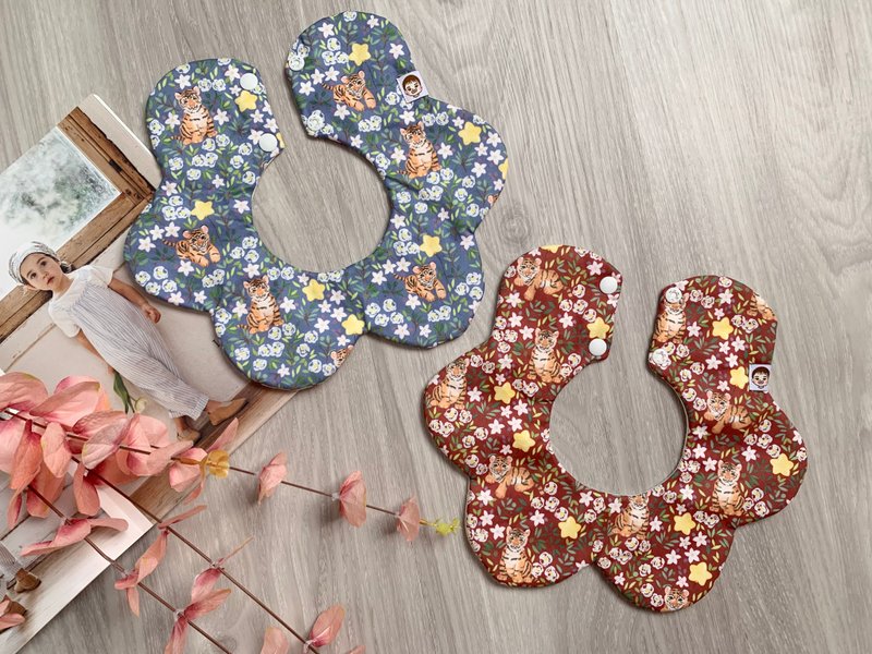 花丛老虎 围兜兜 口水巾 双兜组 - 围嘴/口水巾 - 棉．麻 