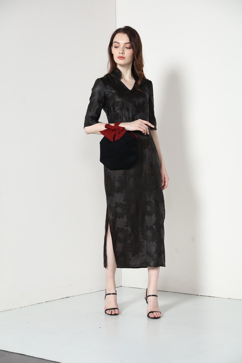 pin/品祥云纱2019新款香云纱女士连衣裙 旗袍款 菊盛 - 裙子 - 丝．绢 