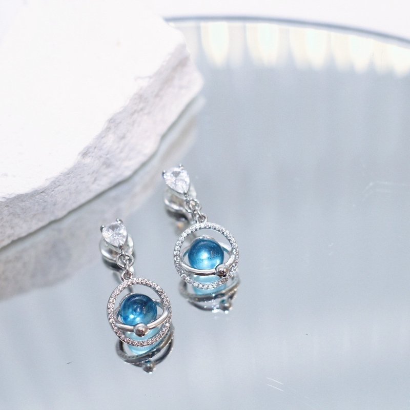 银河之心 | Heart of the Galaxy - 耳环/耳夹 - 铜/黄铜 银色