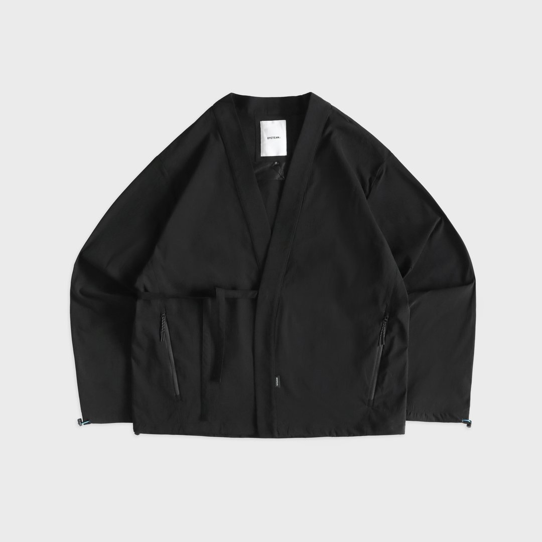 DYCTEAM - RAYON Nylon 微皱肌理纹机能_宽松立体打折弧袖罩衫 - 男装外套 - 其他材质 黑色