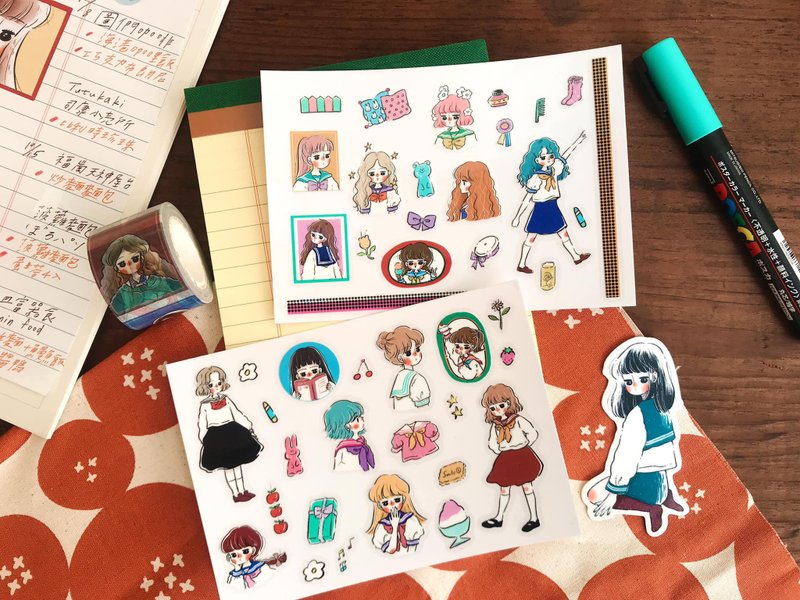 转印贴纸 水手服少女 - 贴纸 - 纸 