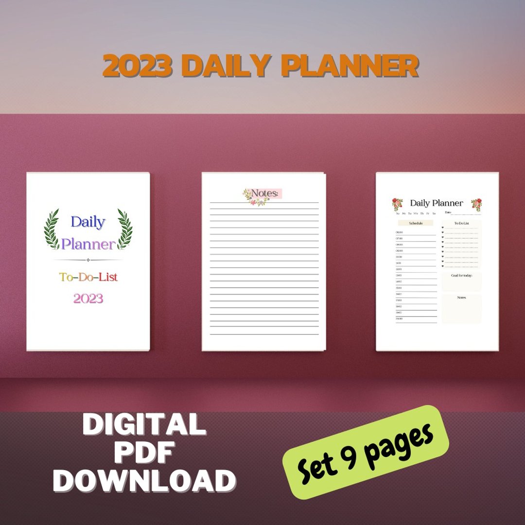 Daily Planner Calendar 2023 Downloadable File PDF Print Letter 8.5x11 in - 其他数码商品 - 其他材质 