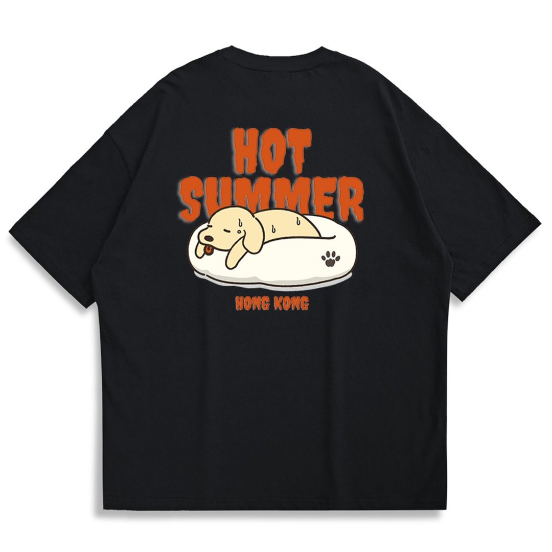 【CREEPS】Hot Summer Dog 宽松重磅印花T恤 - 中性连帽卫衣/T 恤 - 棉 多色