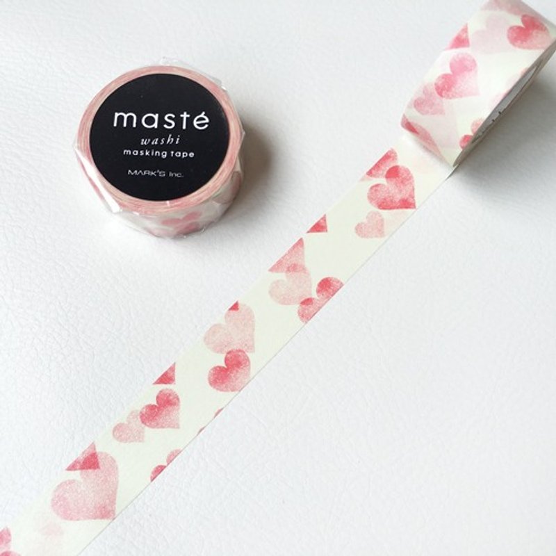 maste 和纸胶带 Multi Amazing Life系列【爱心 (MST-MKT161-E)】 - 纸胶带 - 纸 红色