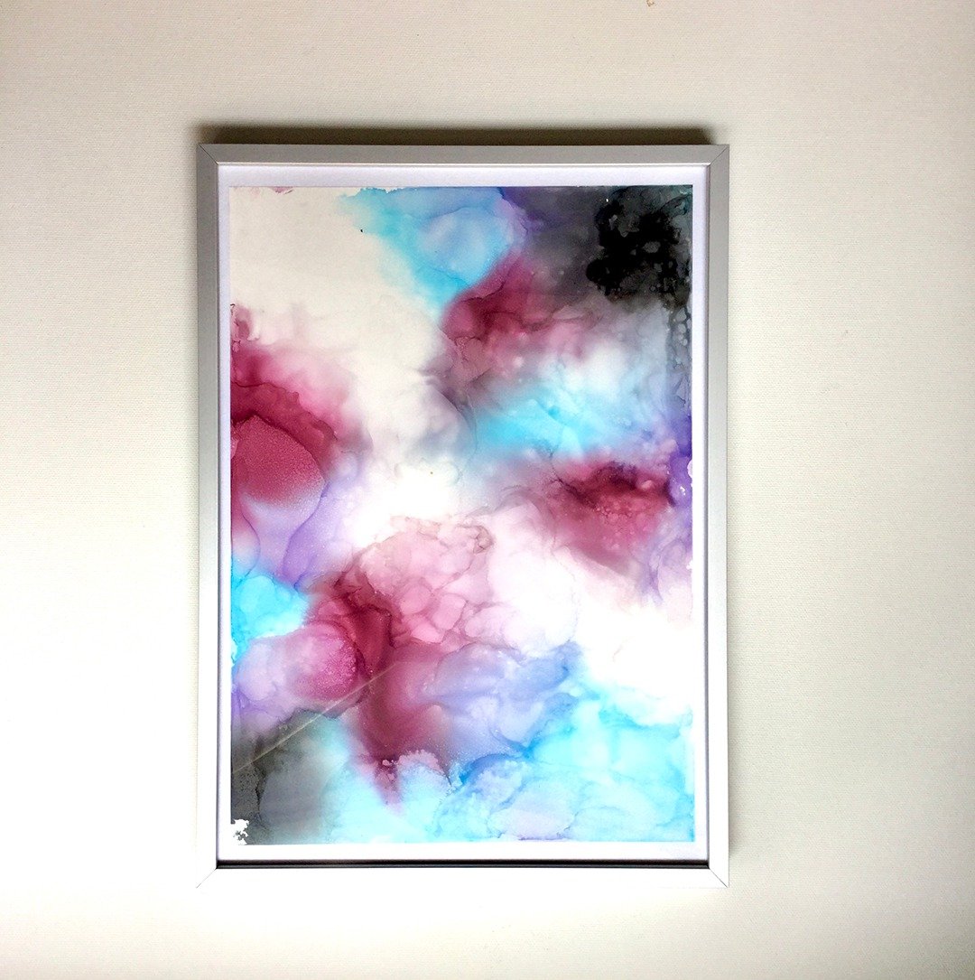 原创手绘酒精墨水抽象艺术装饰画/居家情景佈置/摆设 - 海报/装饰画/版画 - 纸 紫色