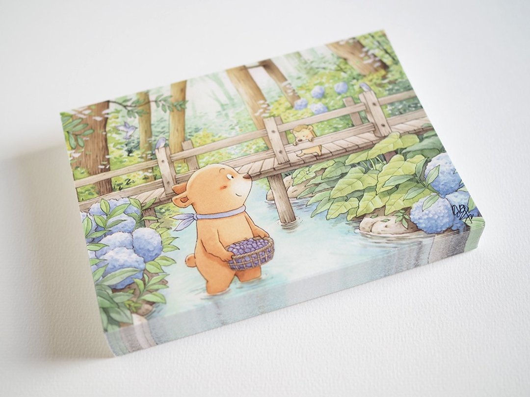 贝果水彩插画明信片－晴天的绣球花(3张入) - 卡片/明信片 - 纸 绿色