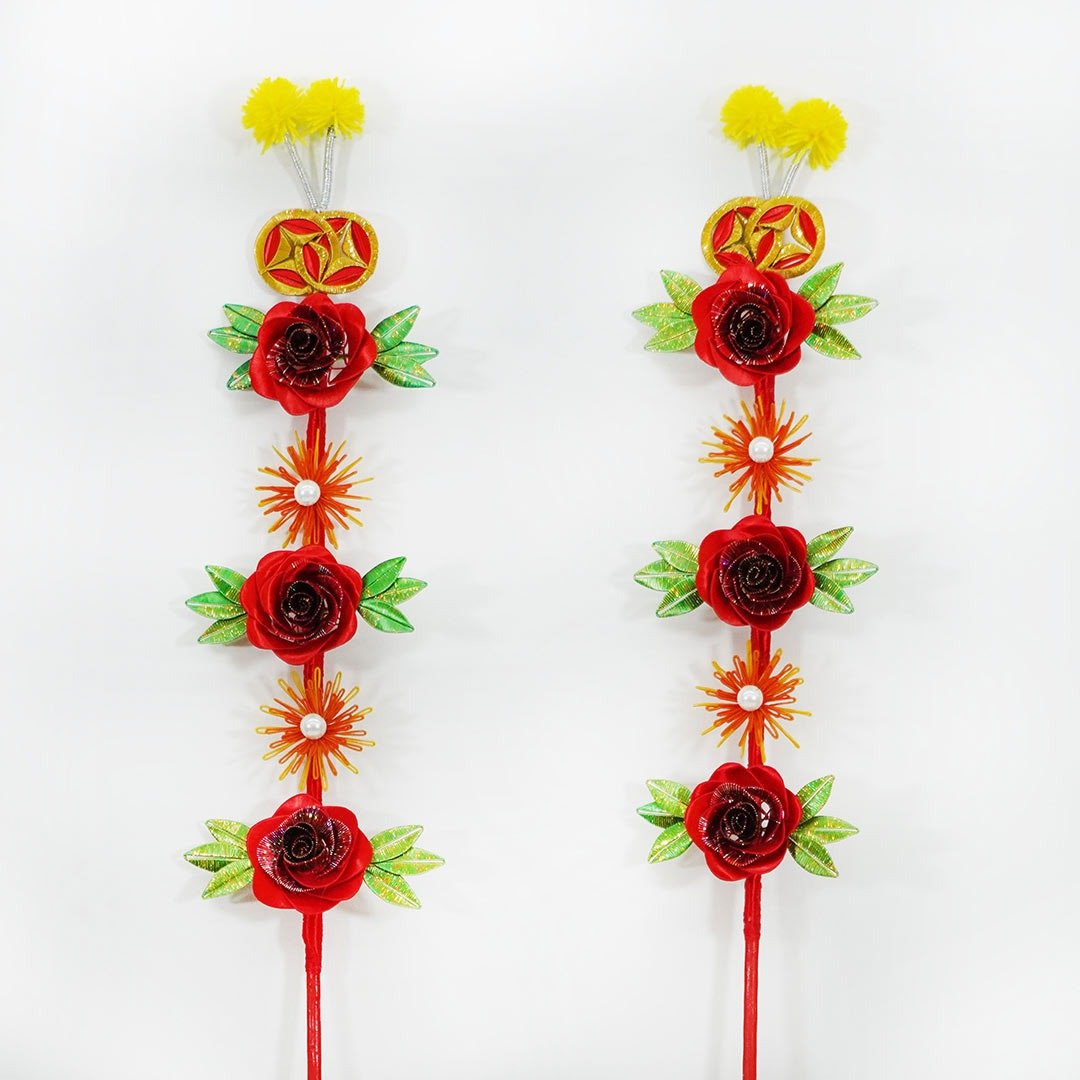 炉花、供神花│日日进财│敬献给神明置于供桌上的供花│定制化 - 摆饰 - 绣线 