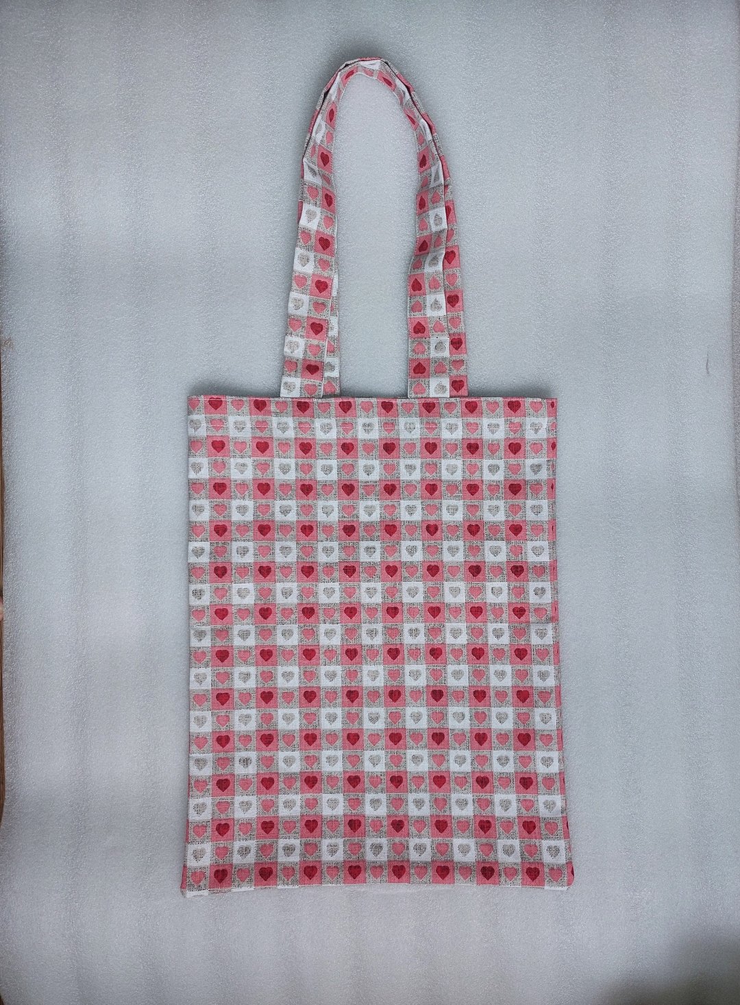 耐用可重复使用的灰色手提袋 - 手提包/手提袋 - 棉 白色