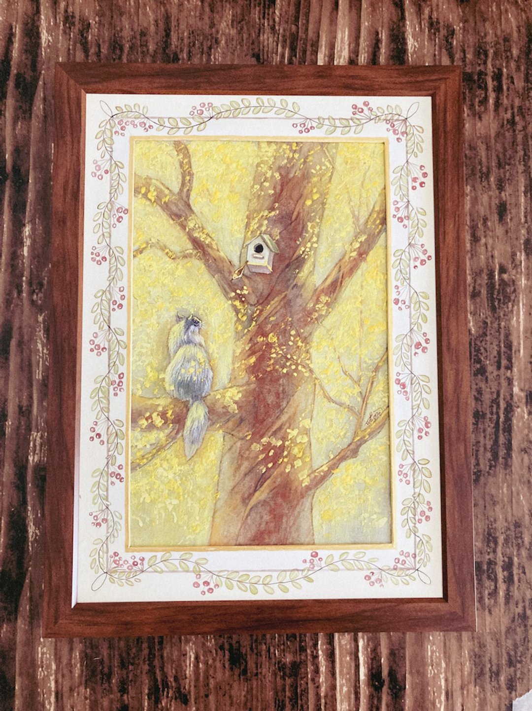【与雀对话】-山水猫秋原画 - 海报/装饰画/版画 - 纸 黄色