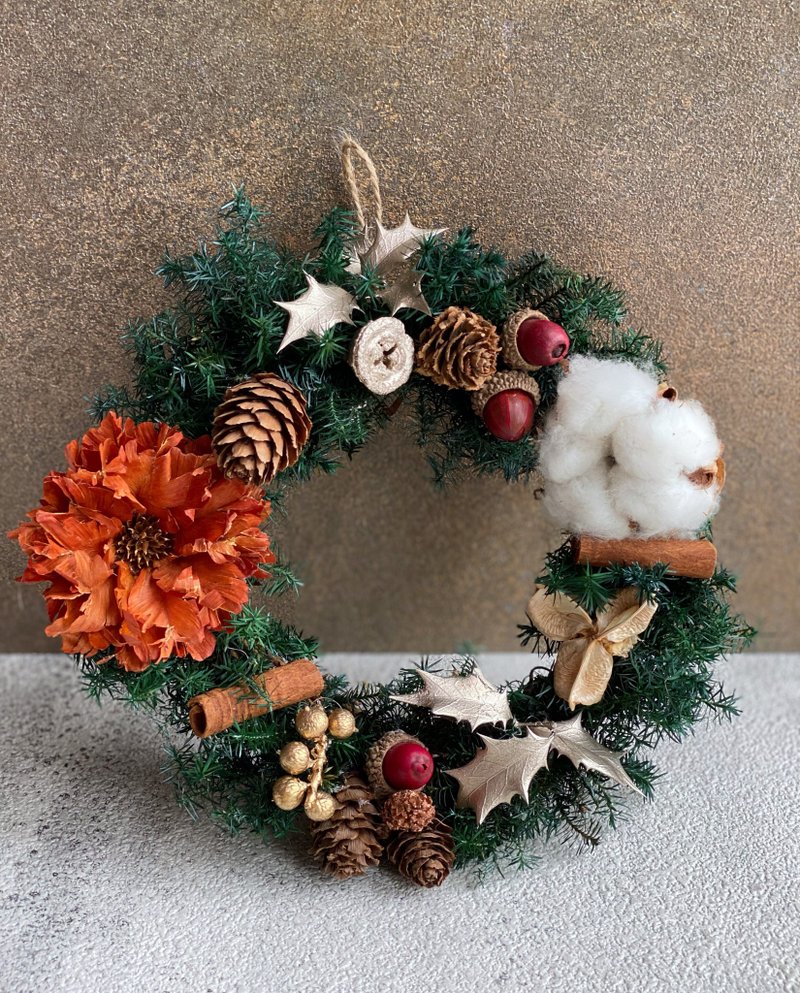 【材料包】不凋雪松 圣诞花圈 永生花 干燥花 耶诞礼物 耶诞树 - 植栽 - 植物．花 