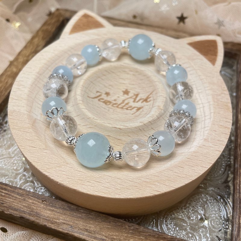 粉蝶花 - 海蓝宝、彩虹白水晶 - 手链/手环 - 水晶 