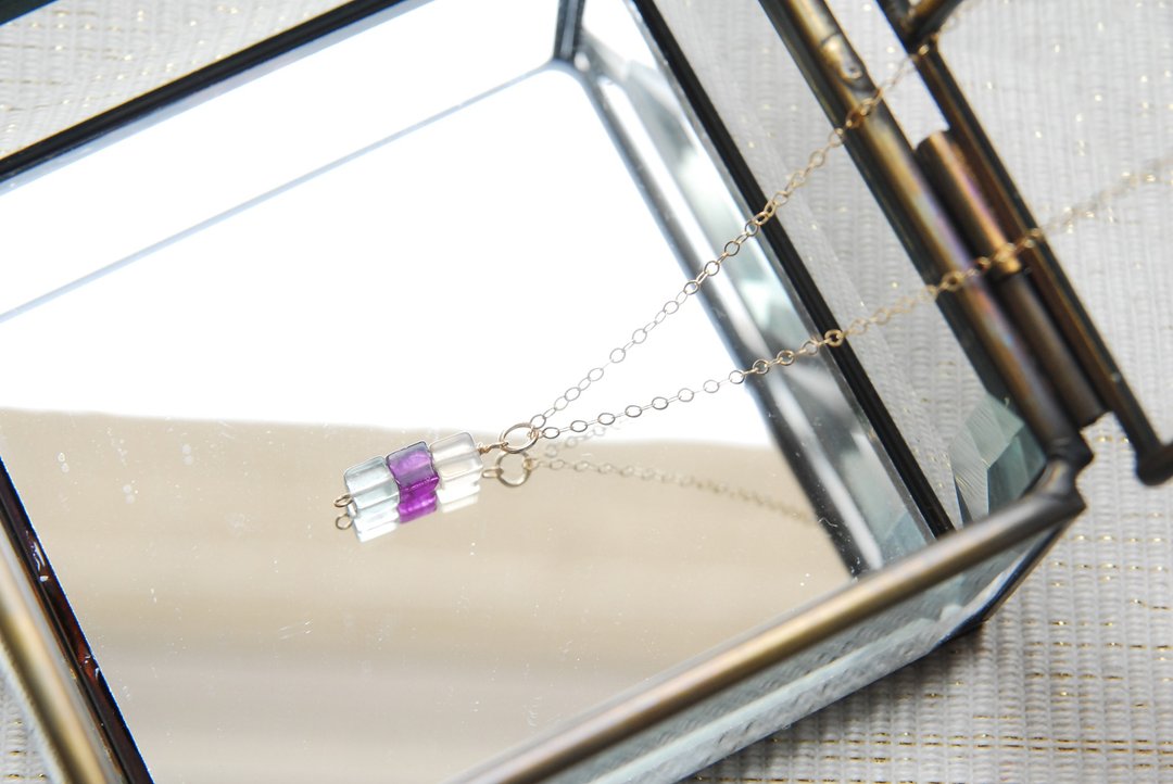 Cube type fluorite necklace no.814kgf - 项链 - 半宝石 紫色