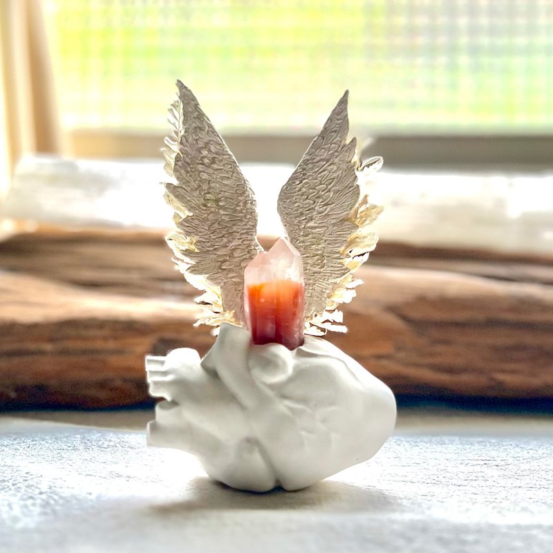 稀有孪生红心 维纳斯水晶原矿 Red Rutilated Quartz 附底座 - 摆饰 - 水晶 红色