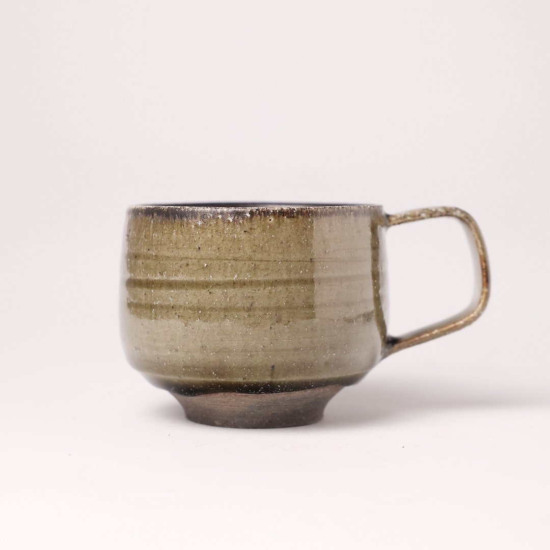明芽窑 | 柴烧青瓷绞胎咖啡杯 把杯 陶杯 杯子 马克杯 搜藏品 H6 - 咖啡杯/马克杯 - 陶 