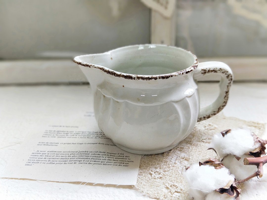 【好日恋物】德国vintage/antique手作牛奶壶 - 茶具/茶杯 - 陶 白色