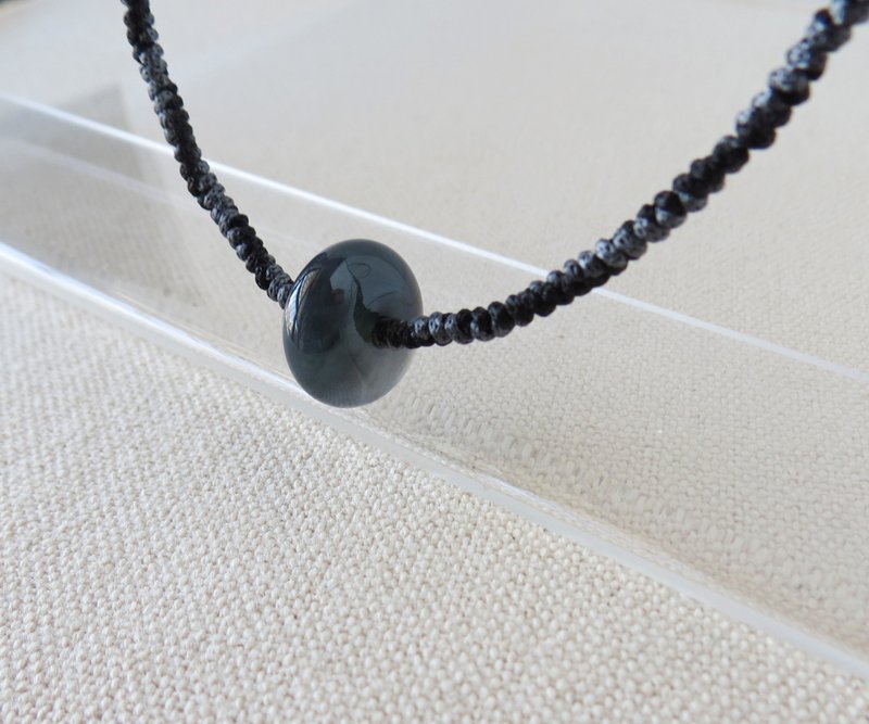 本命年【幸运路路通】黑冰乌鸡翡翠丝光编织项链*SA41*招财、开运 - 锁骨链 - 宝石 多色