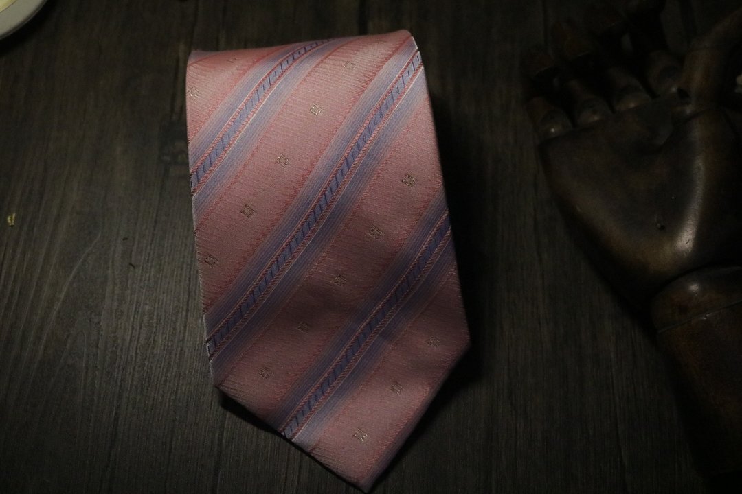 粉蓝条纹真丝婚礼领带伴郎新郎tie - 领带/领带夹 - 丝．绢 粉红色
