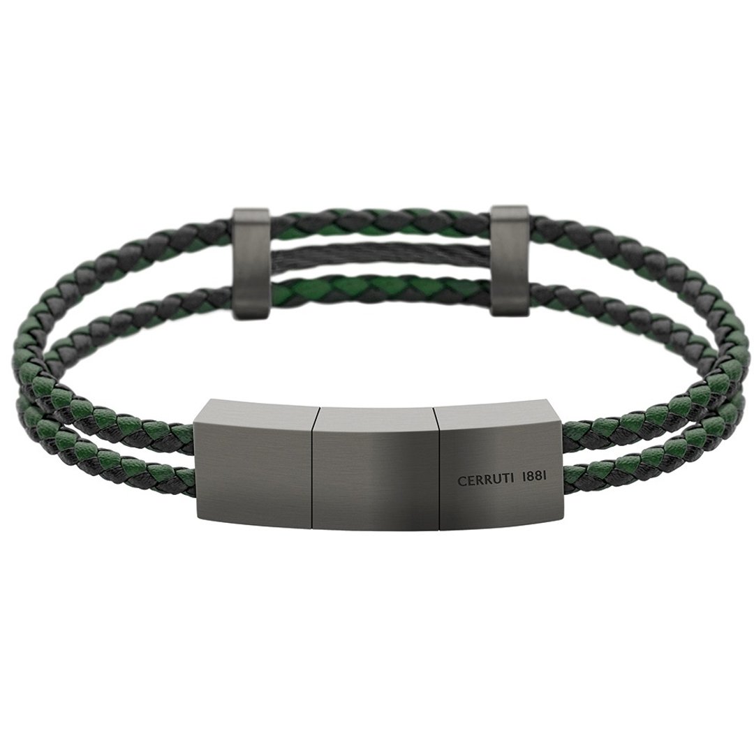 CERRUTI 1881 限量2折 编织不锈钢皮革手 全新专柜展示品 - 手链/手环 - 其他金属 