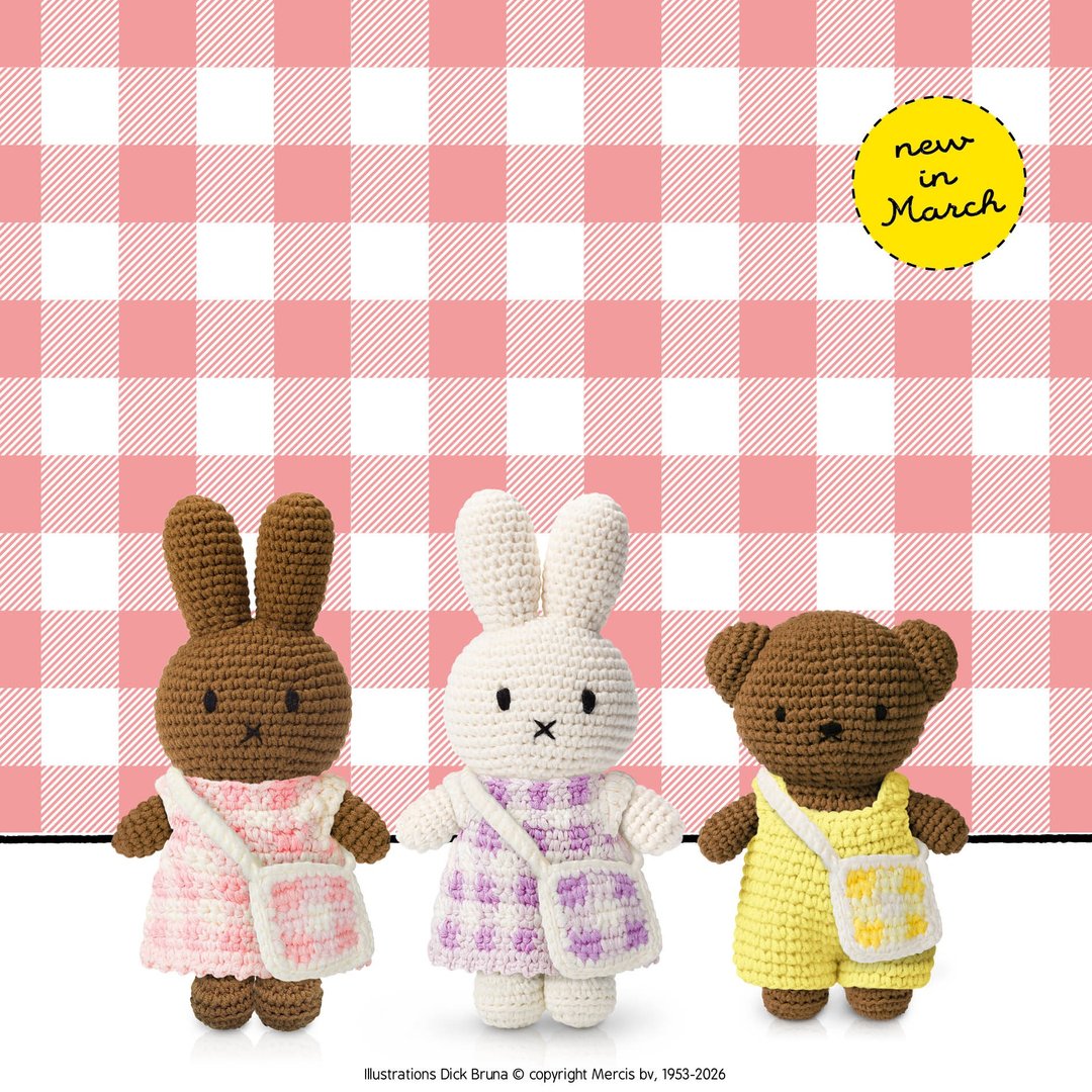 荷兰 Just Dutch | Miffy 手工编织 法式格纹 系列 - 玩偶/公仔 - 棉 多色