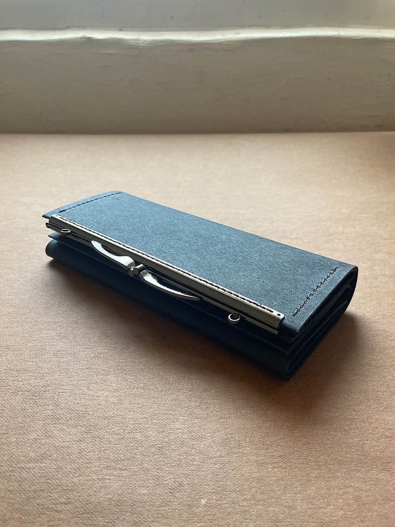 - 纸皮革口金长夹 /-*黑* 2025新品*素食纸皮革 - 皮夹/钱包 - 纸 黑色