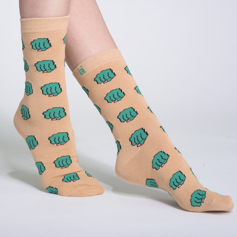 独家原创设计 欧美嘻哈个性创意高档保暖中筒男女袜情侣袜子 - 袜子 - 棉．麻 橘色