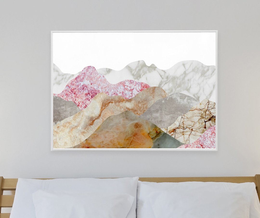 雾山风景艺术印刷品，大理石客厅海报 - 墙贴/壁贴 - 纸 